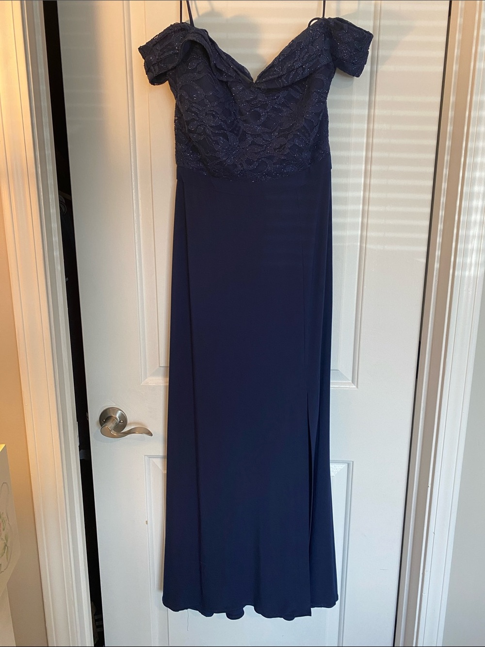 Night Way Collections Navy Lace Evening Dress